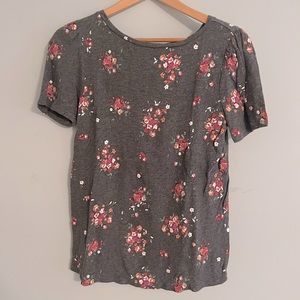 Loft, gray, floral print, tee (size XS) like new/perfect condition